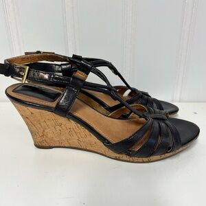 Clarks Black Wedge Sandals